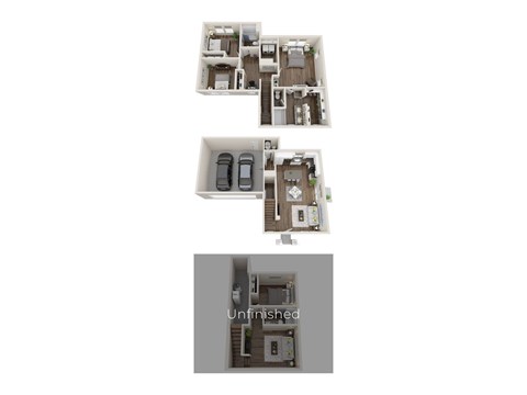 Floor plan for 3 beds, 2.5 baths, 2445 sqft